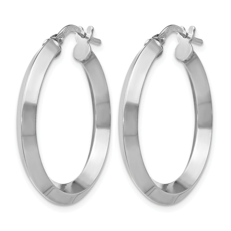 Sterling Silver RH-plated Polished Hoop Earrings