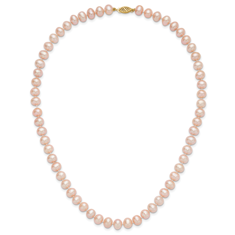 14k 7-8mm Pink Near-Round Freshwater Cultured Pearl 16 inch Necklace