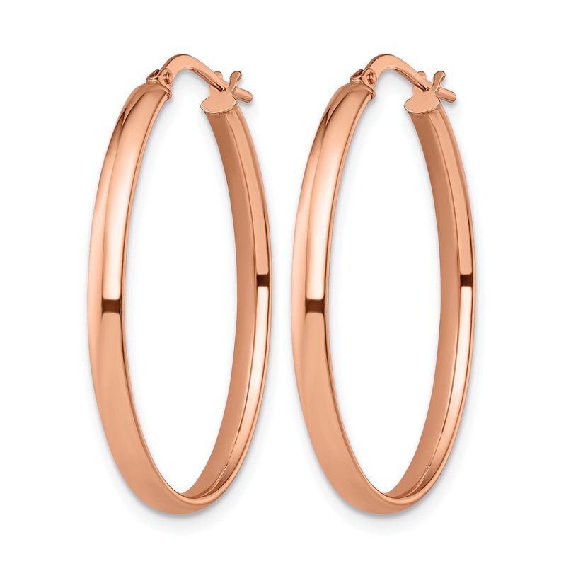 10K Rose Gold Polished Oval Hoop Earrings
