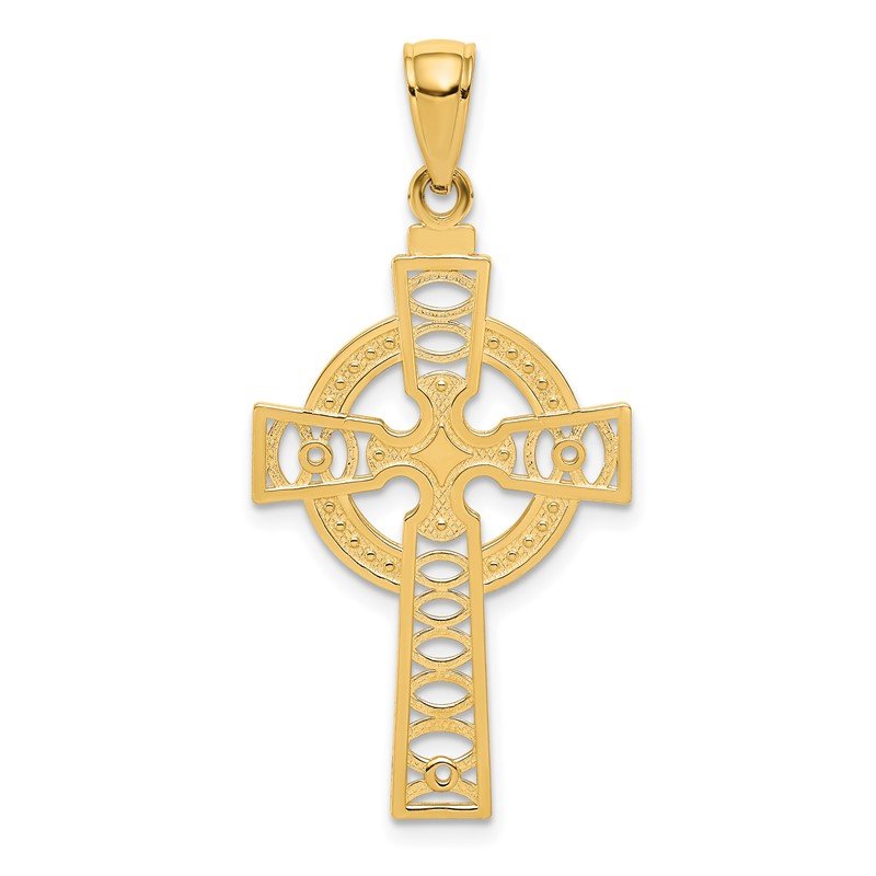 14K Celtic Cross with Eternity Circle Pendant
