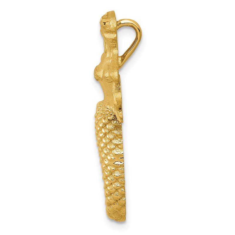 14k Polished and Satin Diamond-cut Mermaid Omega Slide