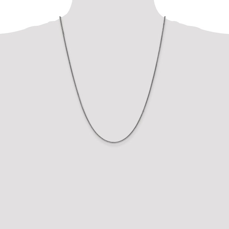 14K White Gold 14 inch 1.7mm Diamond-cut Spiga with Lobster Clasp Chain