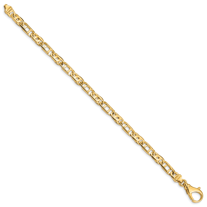 14K 18 inch 5.5mm Hand Polished Fancy Link with Fancy Lobster Clasp Chain