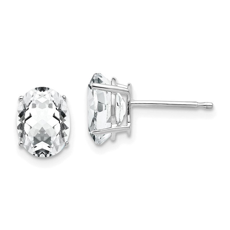 14k White Gold 8x6mm Oval Cubic Zirconia Post Earrings