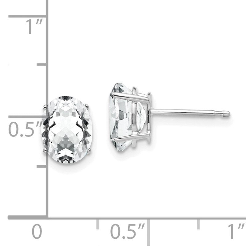 14k White Gold 8x6mm Oval Cubic Zirconia Post Earrings
