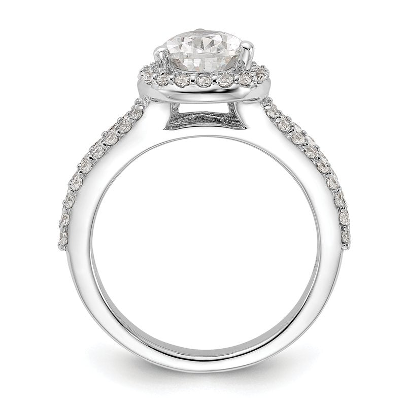 14K White Gold 5/8 carat Lab Grown Diamond VS/SI  D E F  Semi Mount Pear Halo Engagement Ring