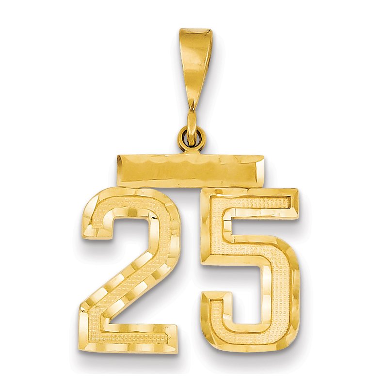 14k Medium Diamond-cut Number 25 Charm