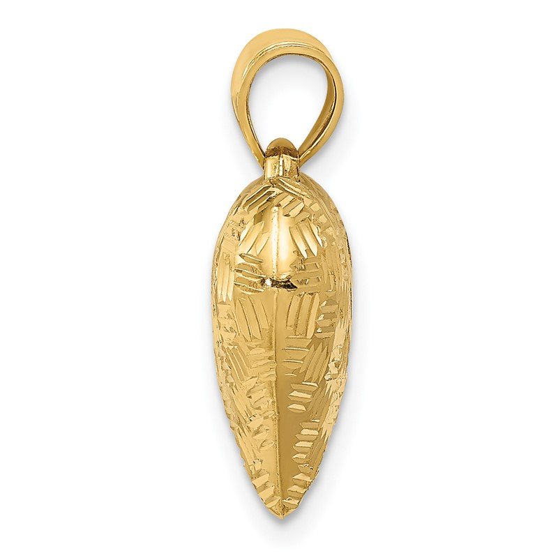 14K Polished Basket Weave Pattern 3-D Puffed Heart Pendant
