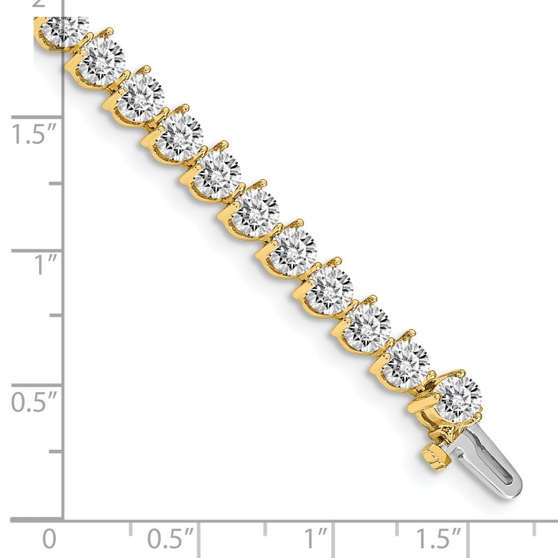 14k Complete 10.2 carat Round VS Diamond 3-prong 7 inch Tennis Bracelet