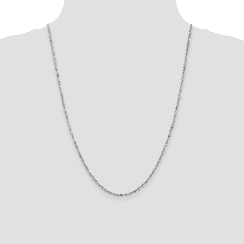 14K White Gold 1.6mm Singapore Chain Anklet