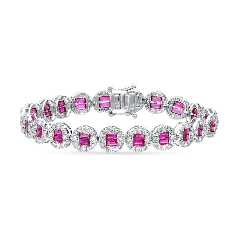 14K 4.16Ct Diamond  Ruby Bracelet