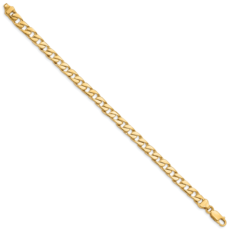 14K 18 inch 6.5mm Hand Polished Fancy Link with Lobster Clasp Chain