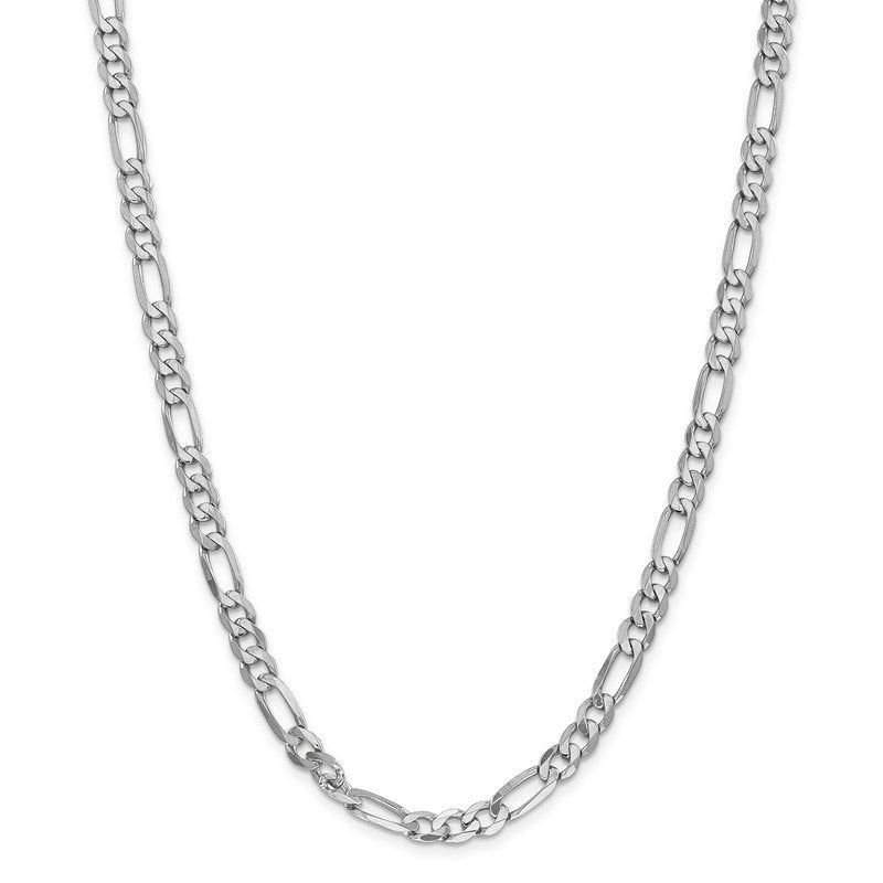 14K White Gold 26 inch 6mm Flat Figaro with Lobster Clasp Chain