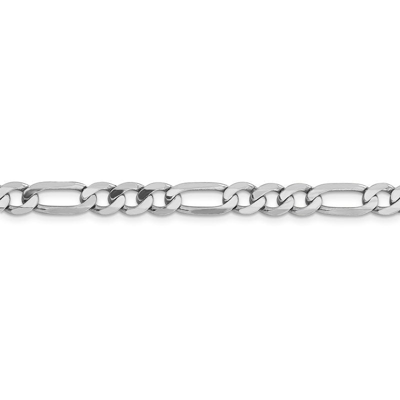 14K White Gold 26 inch 6mm Flat Figaro with Lobster Clasp Chain