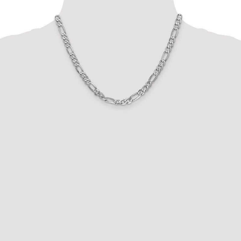 14K White Gold 26 inch 6mm Flat Figaro with Lobster Clasp Chain