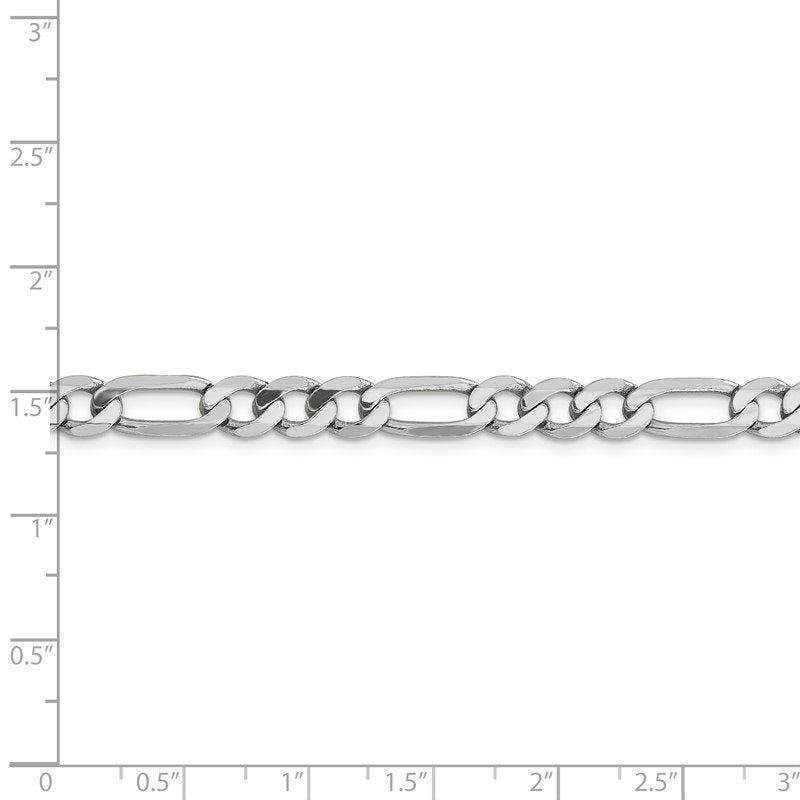 14K White Gold 26 inch 6mm Flat Figaro with Lobster Clasp Chain