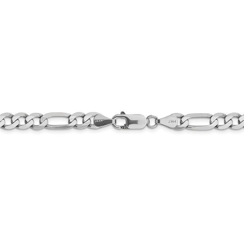 14K White Gold 26 inch 6mm Flat Figaro with Lobster Clasp Chain