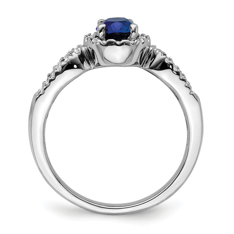 14k White Gold Diamond and Oval Emerald Ring
