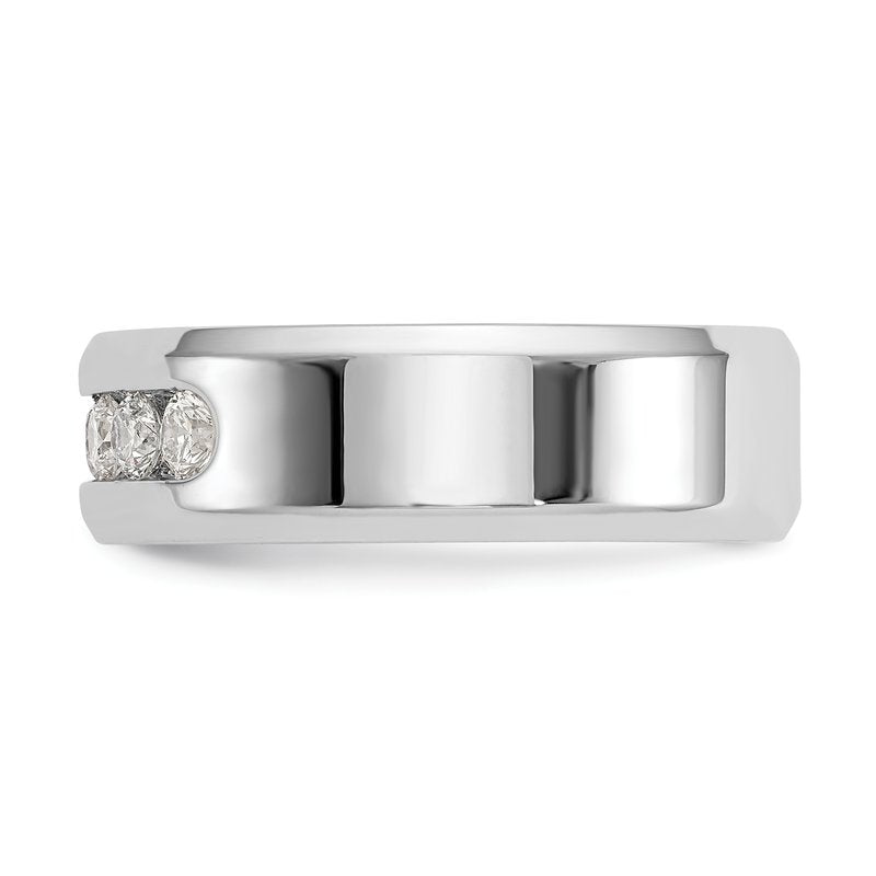 14K White Gold Men's 1/2 carat Lab Grown Diamond VS/SI  D E F  5 Stone Beveled Edge Size 11 Band