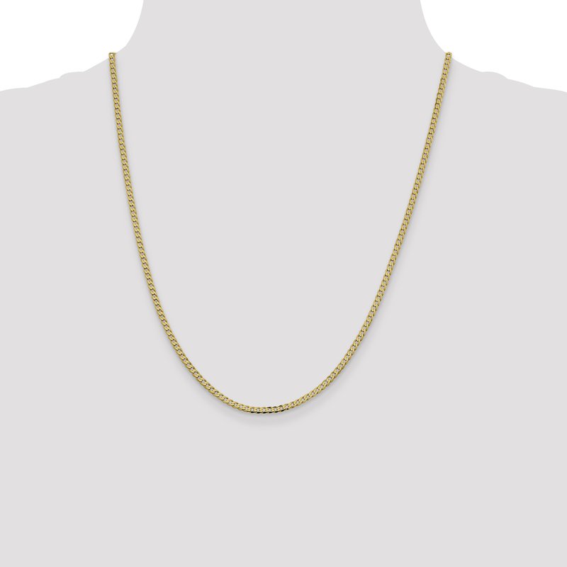 14K 10 inch 2.3mm Flat Beveled Curb with Lobster Clasp Anket