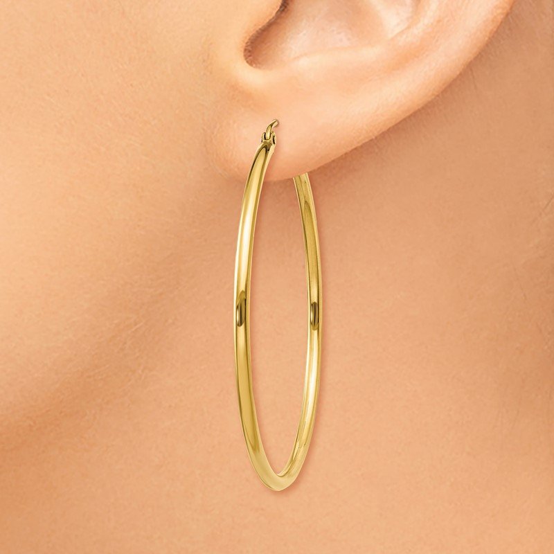 14k 2x45mm Polished Tube Hoop Earrings