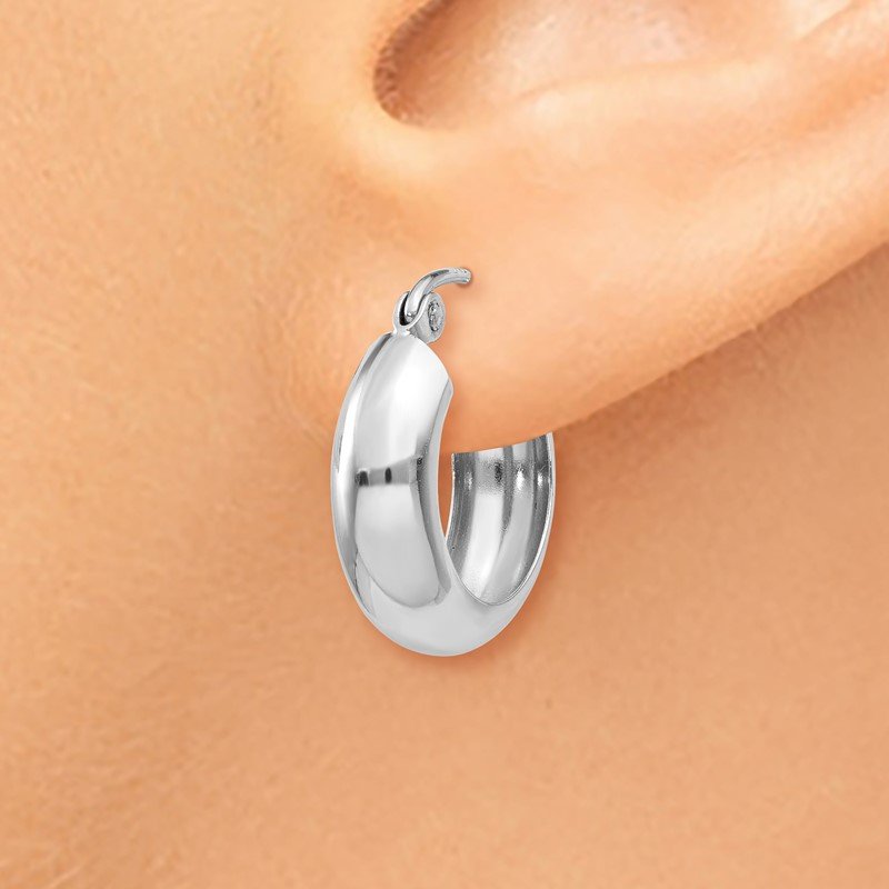 14k White Gold 4mm Round Hoop Earrings