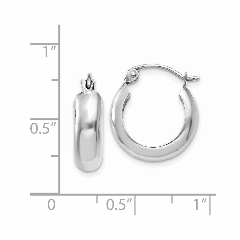 14k White Gold 4mm Round Hoop Earrings