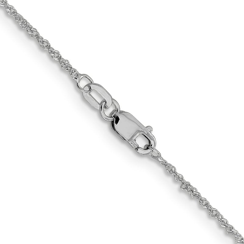 14K White Gold 1mm Sparkle Singapore Chain