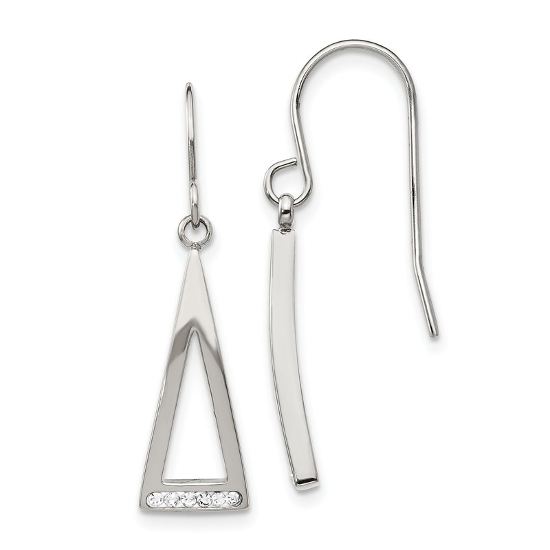 Stainless Steel Polished with Preciosa Crystal Dangle Shepherd Hook Earrings