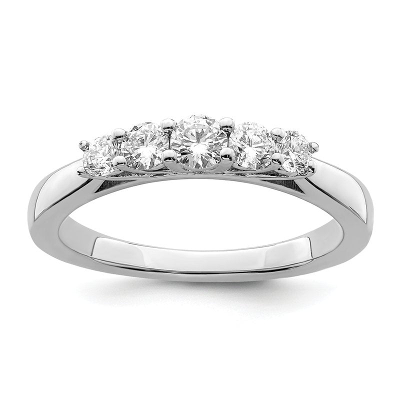 14K White Gold 3/4 carat Lab Grown Diamond VS/SI  D E F  5 Stone Ring