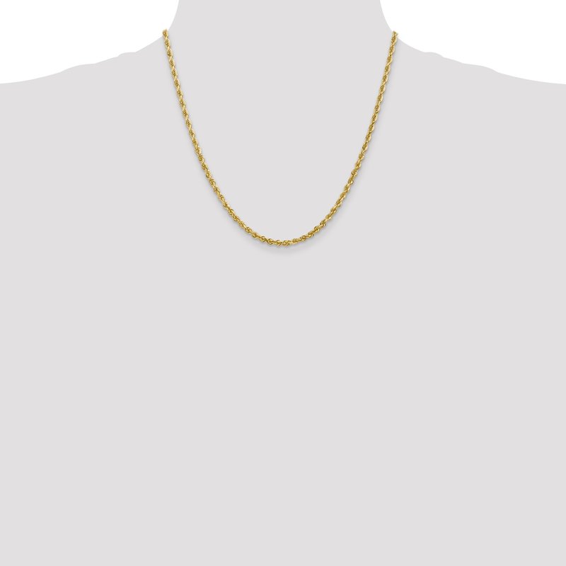 14K 26 Inch 3.35mm Diamond-cut Quadruple Rope Lobster Clasp Chain