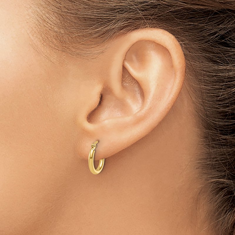 14K 2x12mm Polished Hoop Earrings