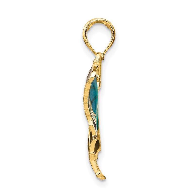14K Blue Enameled Butterfly Pendant