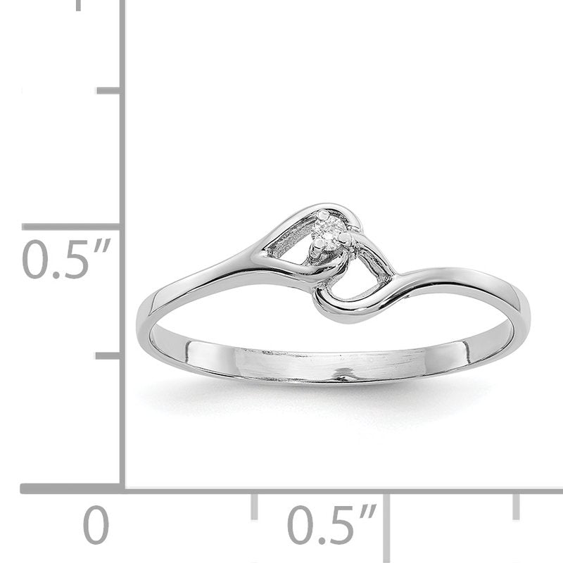14k White Gold A Diamond heart ring