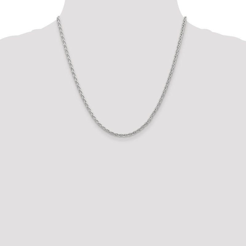 14K White Gold 16 inch 4mm Parisian Wheat with Lobster Clasp Chain