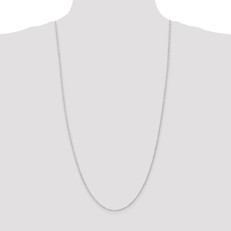 14K White Gold 14 inch 1.10mm Singapore with Spring Ring Clasp Chain