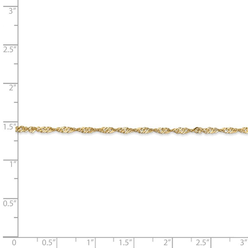 14K 10 inch 1.70mm Singapore with Lobster Clasp Anklet