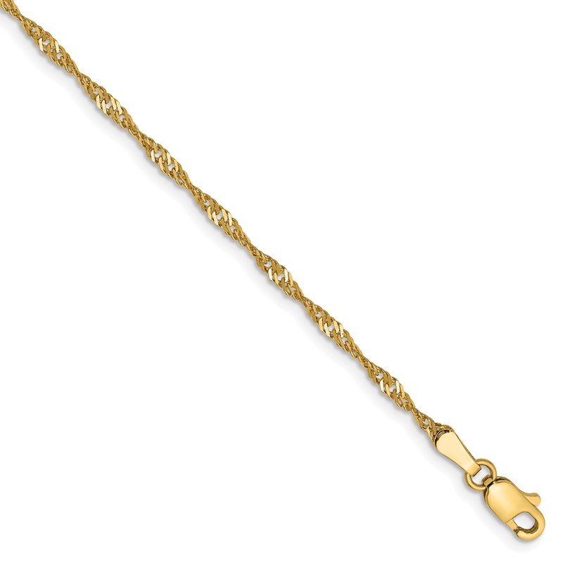 14K 10 inch 1.70mm Singapore with Lobster Clasp Anklet