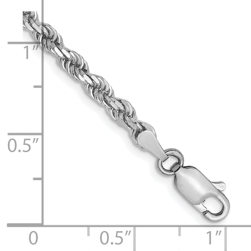 14K White Gold 3mm Diamond-cut Rope Chain