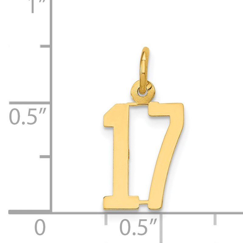 14k Small Elongated Number 17 Charm