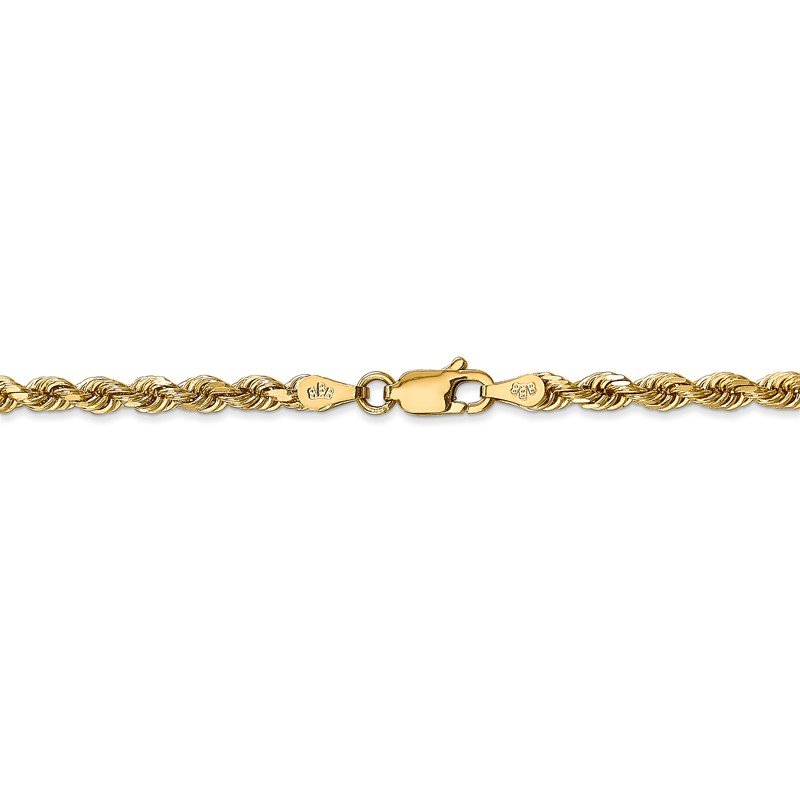 14K 26 Inch 3.35mm Diamond-cut Quadruple Rope Lobster Clasp Chain