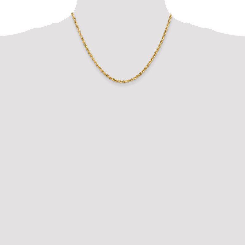 14K 26 Inch 3.35mm Diamond-cut Quadruple Rope Lobster Clasp Chain