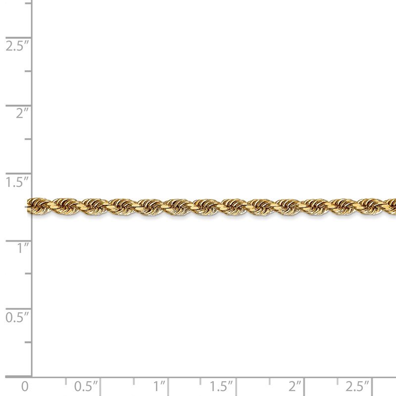 14K 26 Inch 3.35mm Diamond-cut Quadruple Rope Lobster Clasp Chain