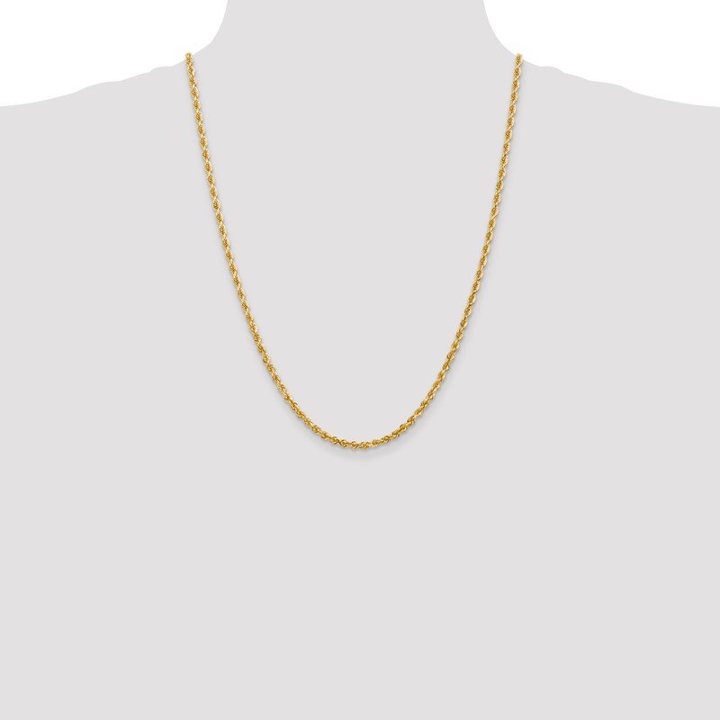 14K 26 Inch 3.35mm Diamond-cut Quadruple Rope Lobster Clasp Chain