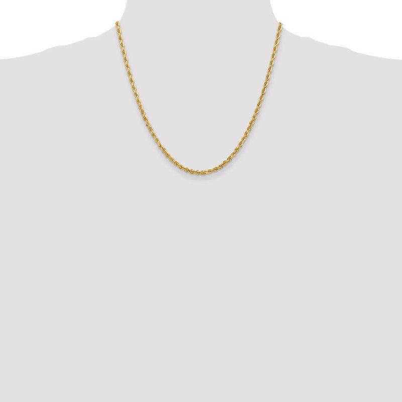 14K 26 Inch 3.35mm Diamond-cut Quadruple Rope Lobster Clasp Chain