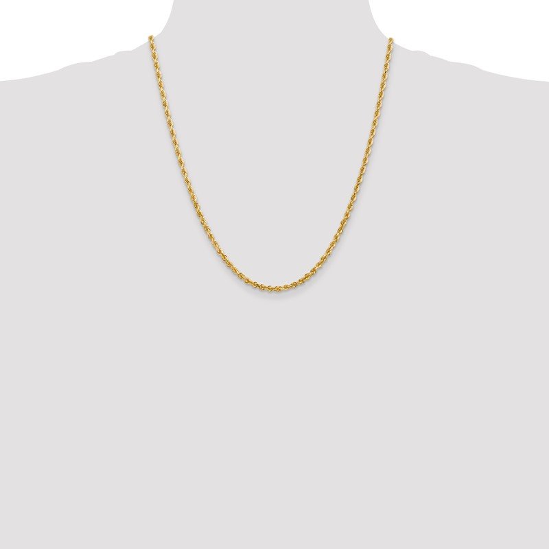 14K 26 Inch 3.35mm Diamond-cut Quadruple Rope Lobster Clasp Chain