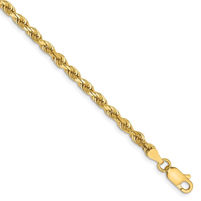 14K 26 Inch 3.35mm Diamond-cut Quadruple Rope Lobster Clasp Chain