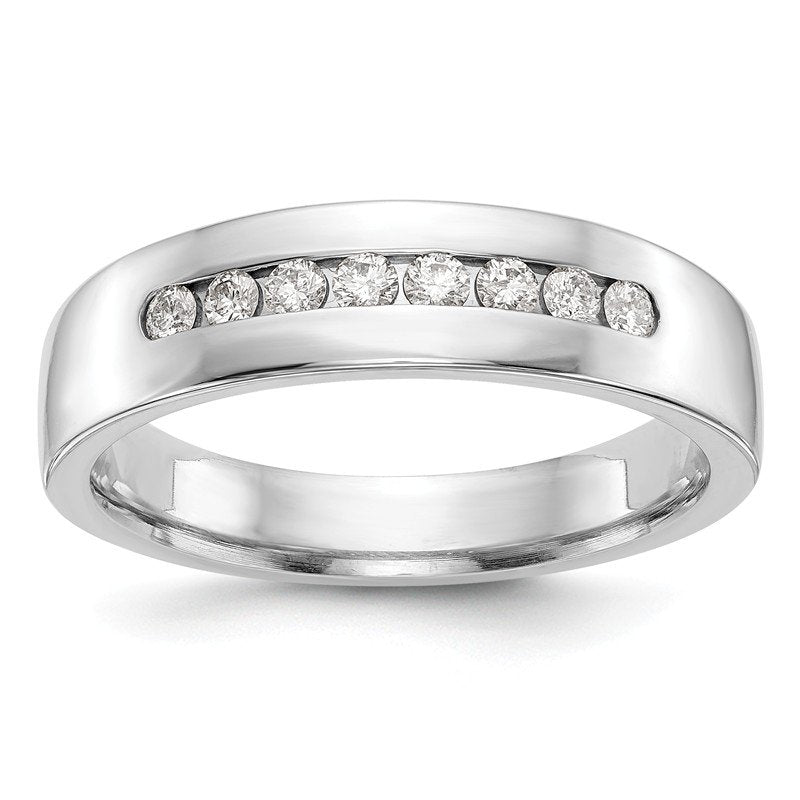 14K White Gold Men's 1/3 carat Lab Grown Diamond VS+ F+ Complete Channel Band