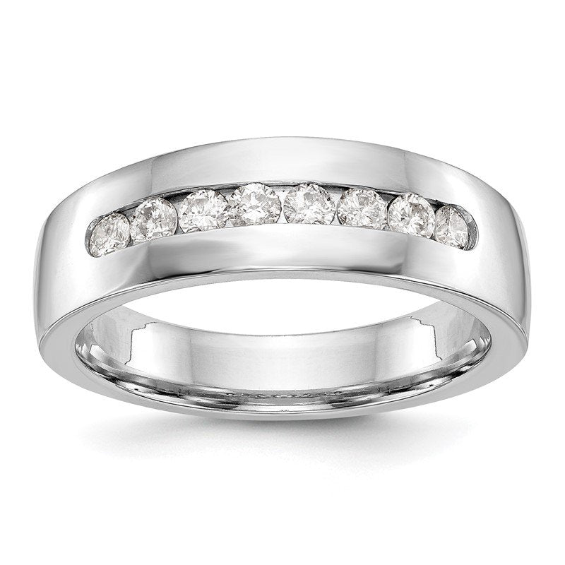 14K White Gold Men's 1/3 carat Lab Grown Diamond VS+ F+ Complete Channel Band