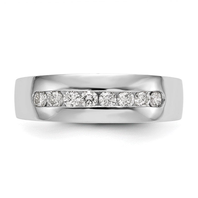 14K White Gold Men's 1/3 carat Lab Grown Diamond VS+ F+ Complete Channel Band